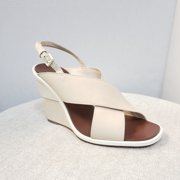 Tory Burch Tan Cross Straps Wedge Shoes - Picture 1 of 8